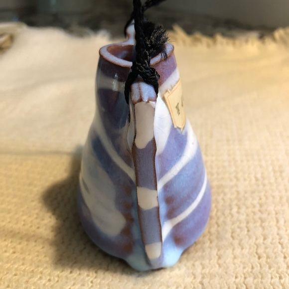 Handmade Japanese Pottery Hanging Vase - Ikebana - Brown Blue White - Picture 4 of 10